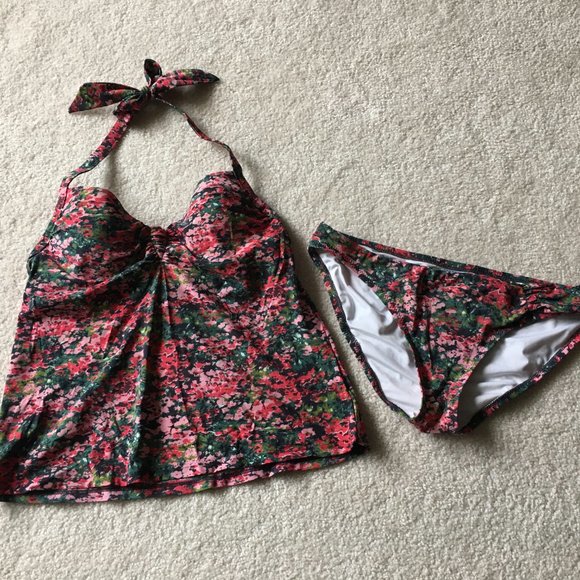 Lands' End 🏖Tankini Pushup Bra 🌊Swim Suit Beach beach👙☀️ Size 2 (XS) Halter - Picture 2 of 8